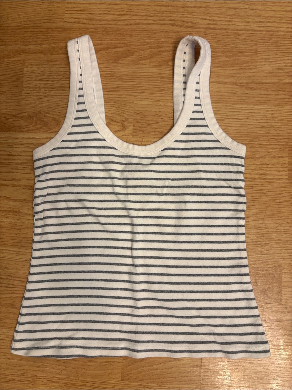 Abercrombie & Fitch White Tank Top with Gray Stripes